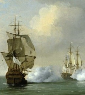 Privateer Engaging French Ships